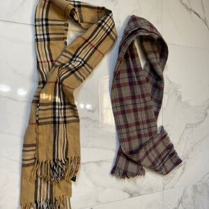 Burberry Beige and Purple Plaid Scarves